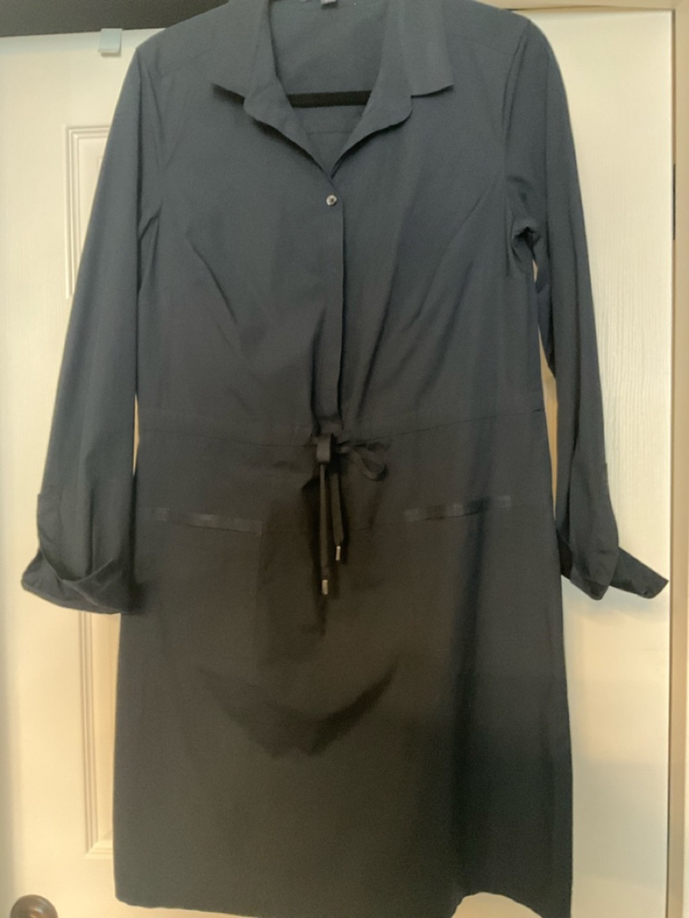 Brooks Brothers Classic Navy Shirt Dress with Tie Waist